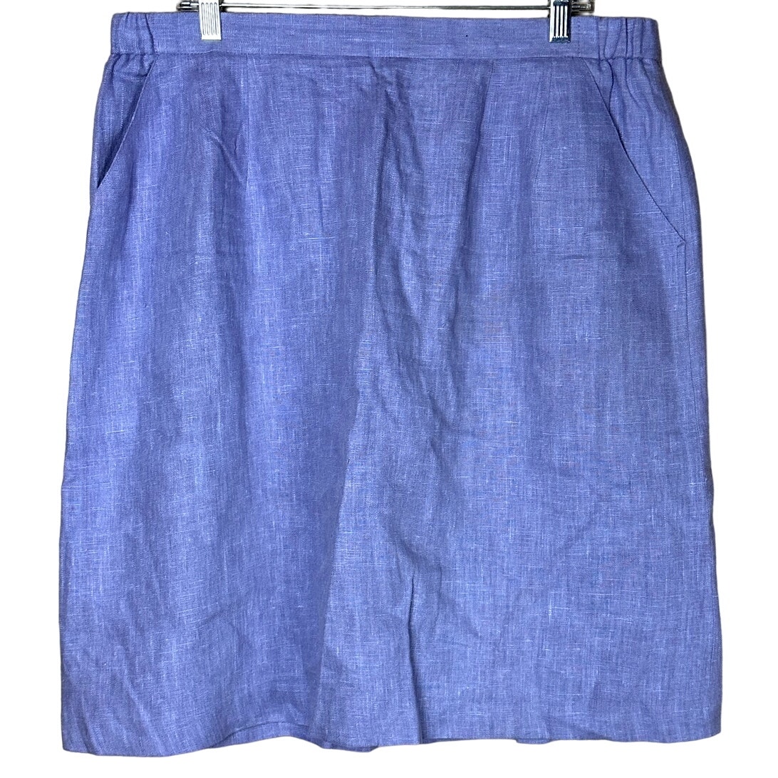 Harve Benard By Benard Holtzman Women Size 18w 100% Linen Knee Length Skirt